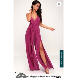 Lulu’s Hype Dream Magenta Backless Jumpsuit